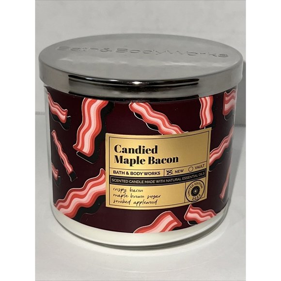 Bath & Body Works CANDIED MAPLE BACON Limited Edition Large 3-Wick Candle 2022 - Picture 1 of 16
